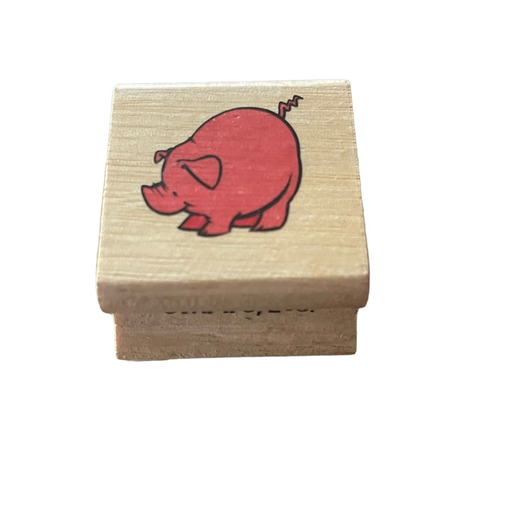 PIG TAIL HOG FARM ANIMAL  Nature Wildlife wood mount Craft RUBBER STAMP.